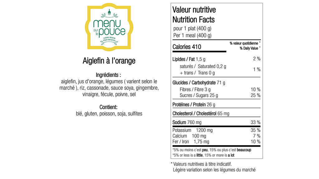 Aiglefin à l'orange - 400g