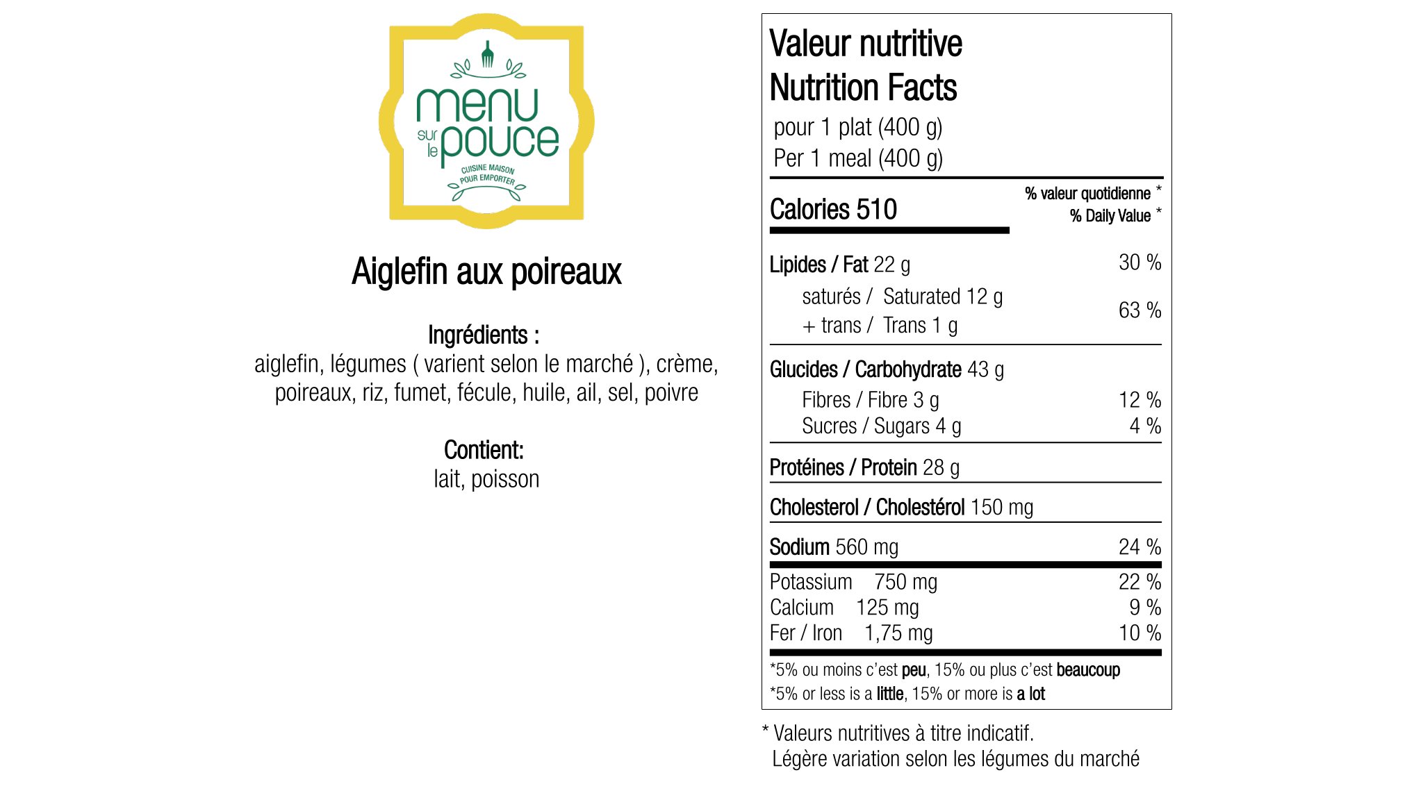 Aiglefin aux poireaux - 400g