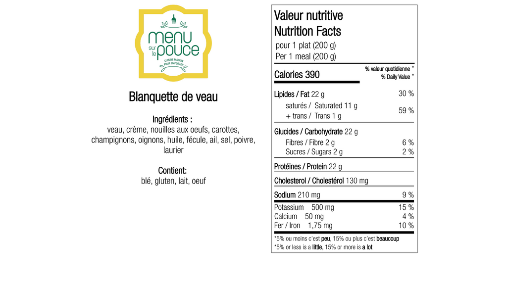 Blanquette de veau - 200g