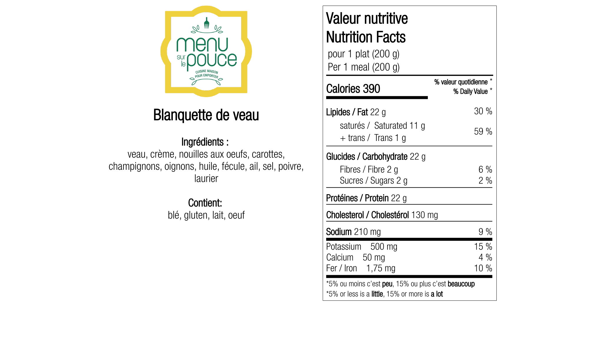 Blanquette de veau - 200g