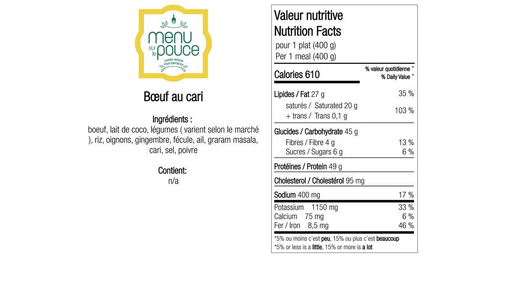 Bœuf au cari - 400g