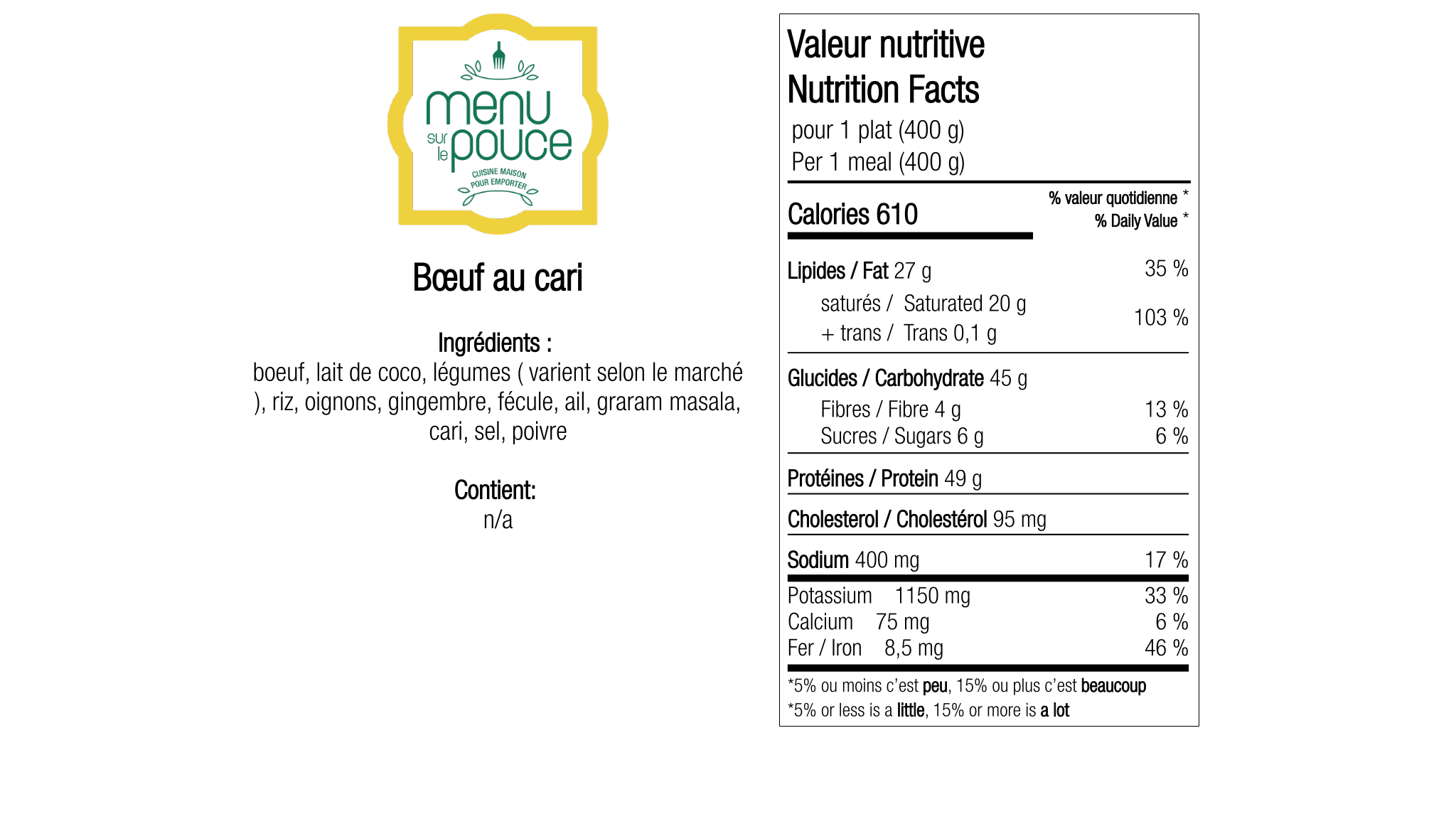 Bœuf au cari - 400g