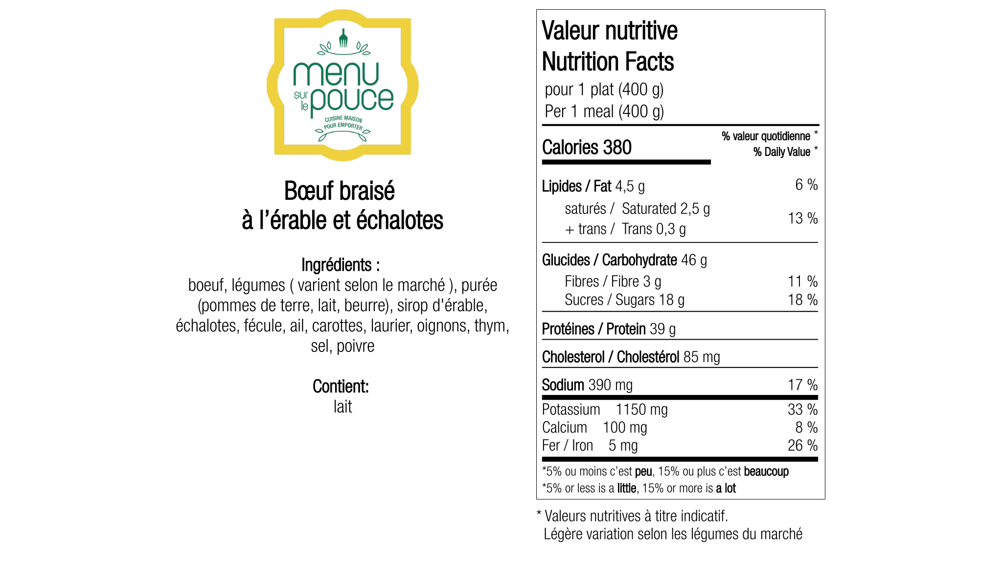 Bœuf braisé à l'érable et échalotes - 400g