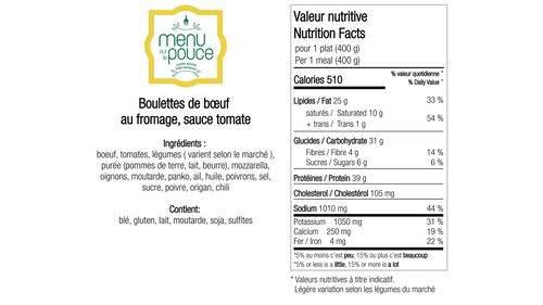 Boulettes de bœuf au fromage - 400g