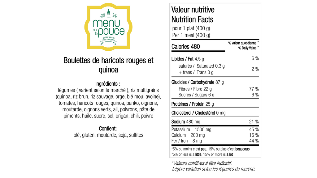 Boulettes de haricots rouges et quinoa - 400g