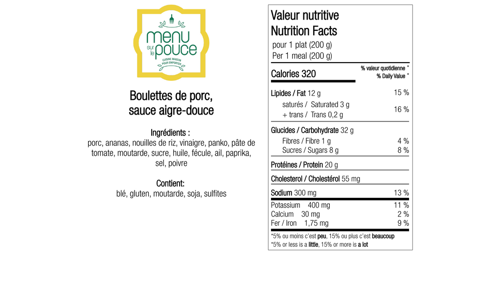 Boulettes de porc, sauce aigre-douce - 200g