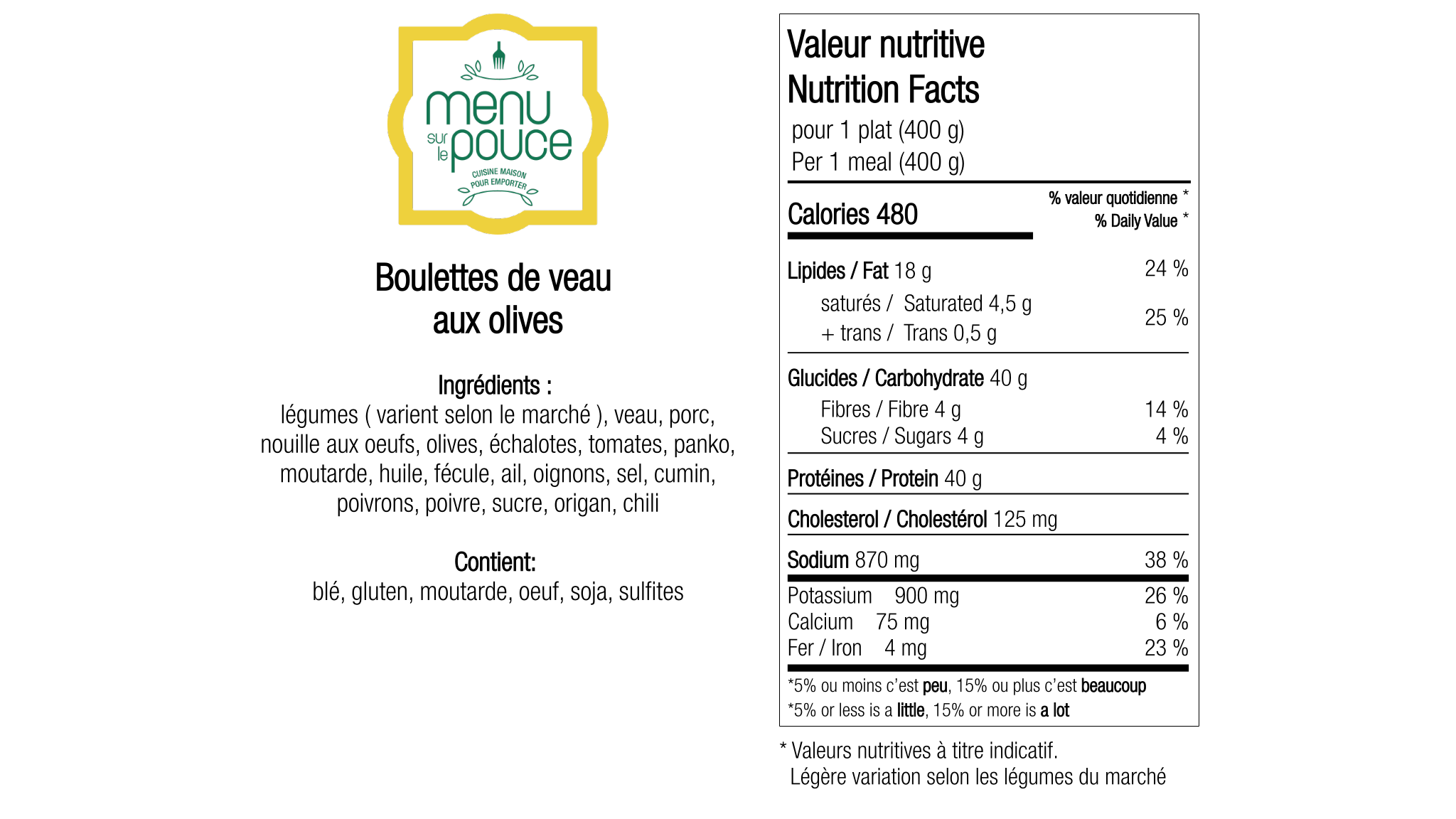 Boulettes de veau aux olives - 400g