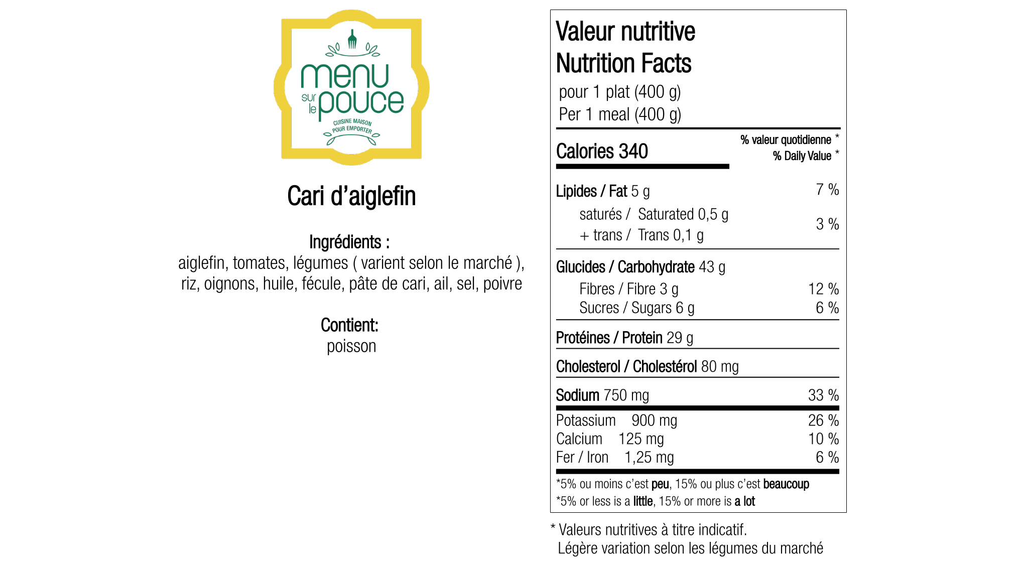 Cari d'aiglefin  - 400g
