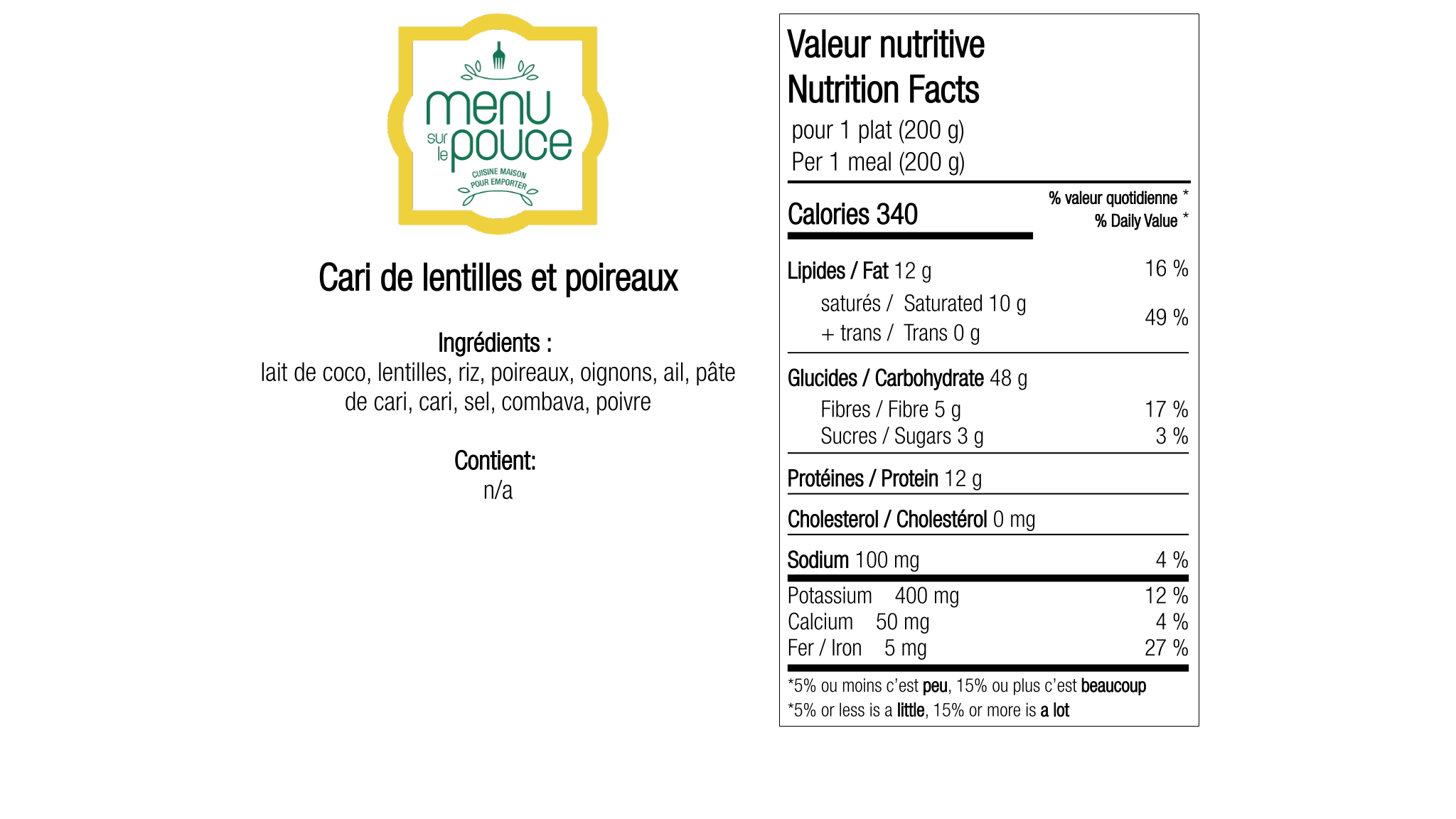 Lentil and Leek Curry – 200g