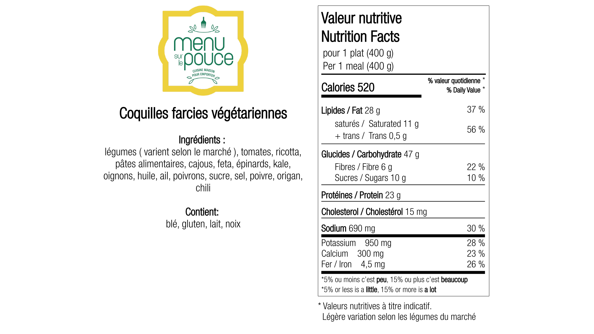Coquilles farcies végétariennes - 400g