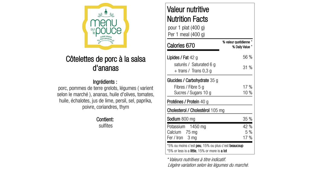 Pork Chops with pineapple salsa – 400g