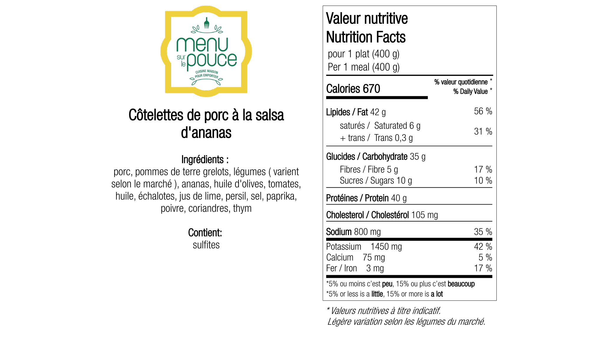 Pork Chops with pineapple salsa – 400g
