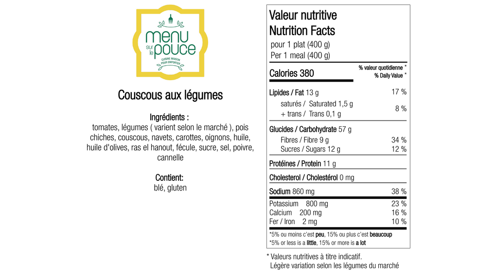 Couscous aux légumes - 400g