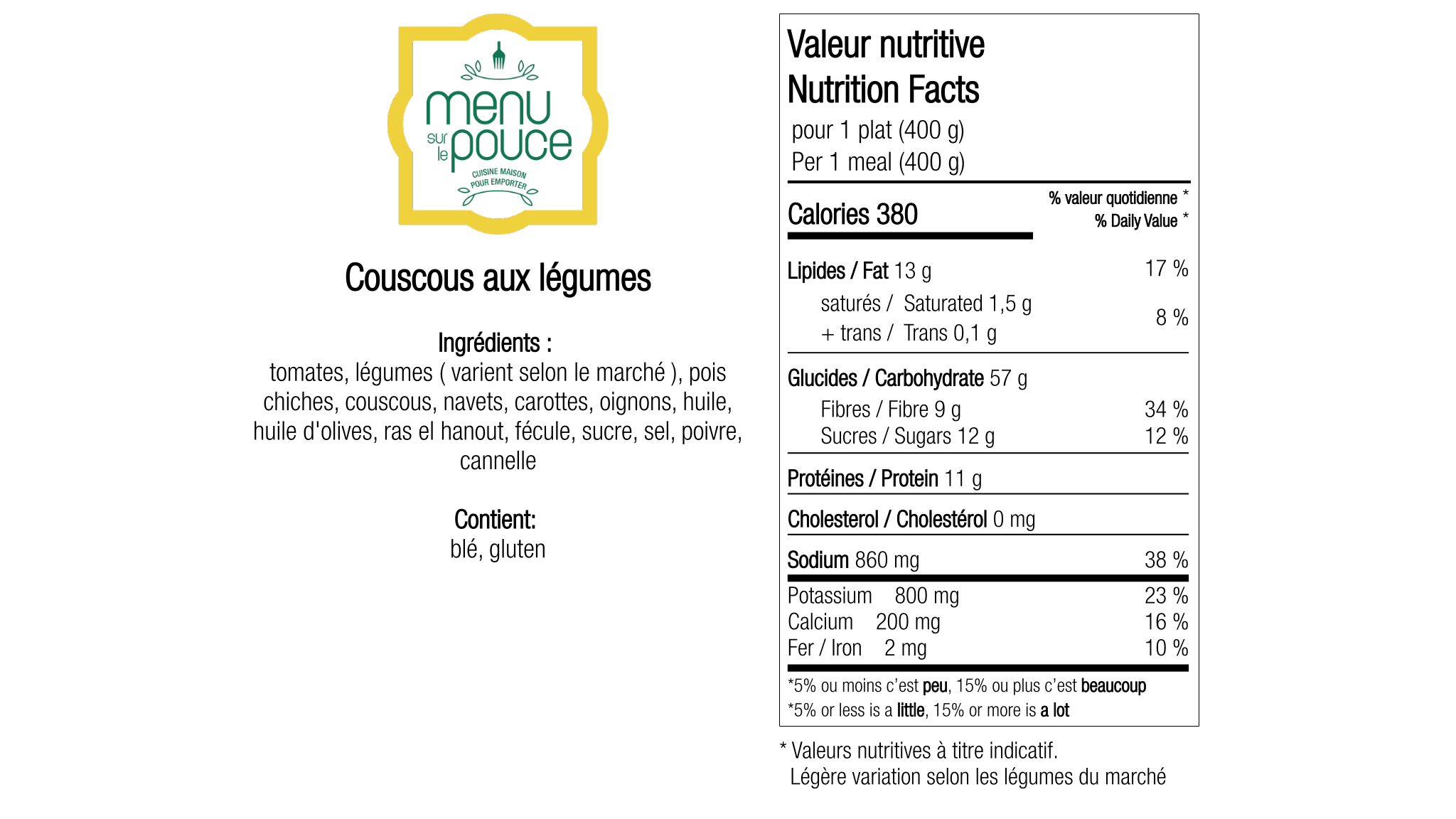 Couscous aux légumes - 400g