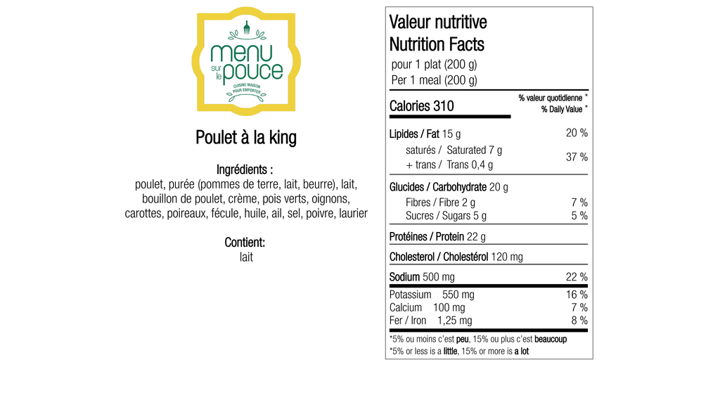 Poulet à la king - 200g