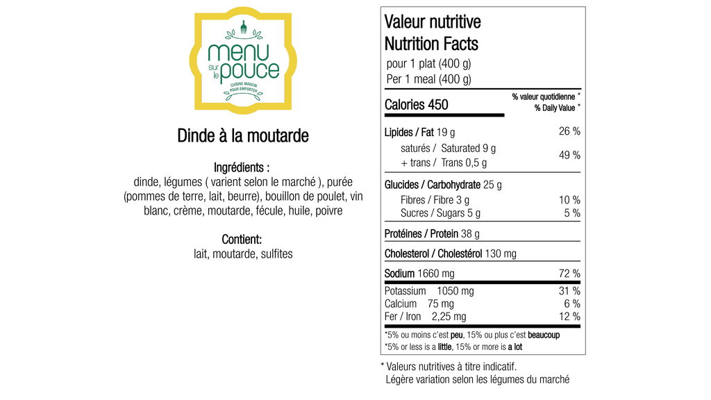 Dinde à la moutarde - 400g