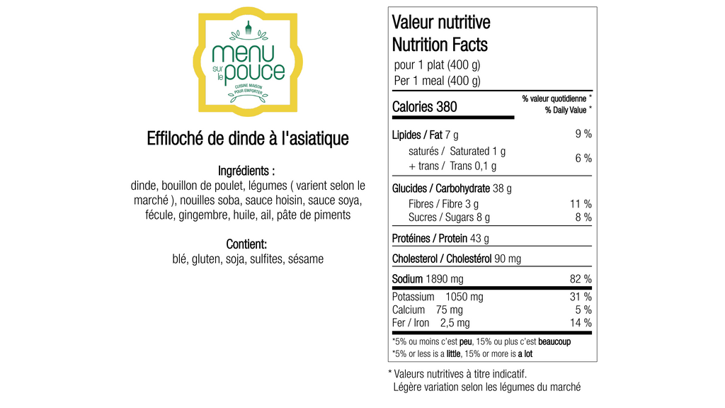 Effiloché de dinde à l'asiatique - 400g