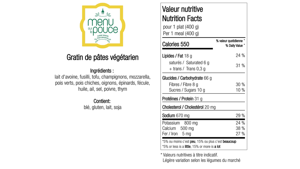 Vegetarian Pasta Gratin – 400g