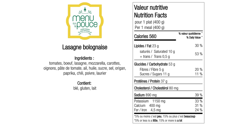 Lasagne bolognaise - 400g