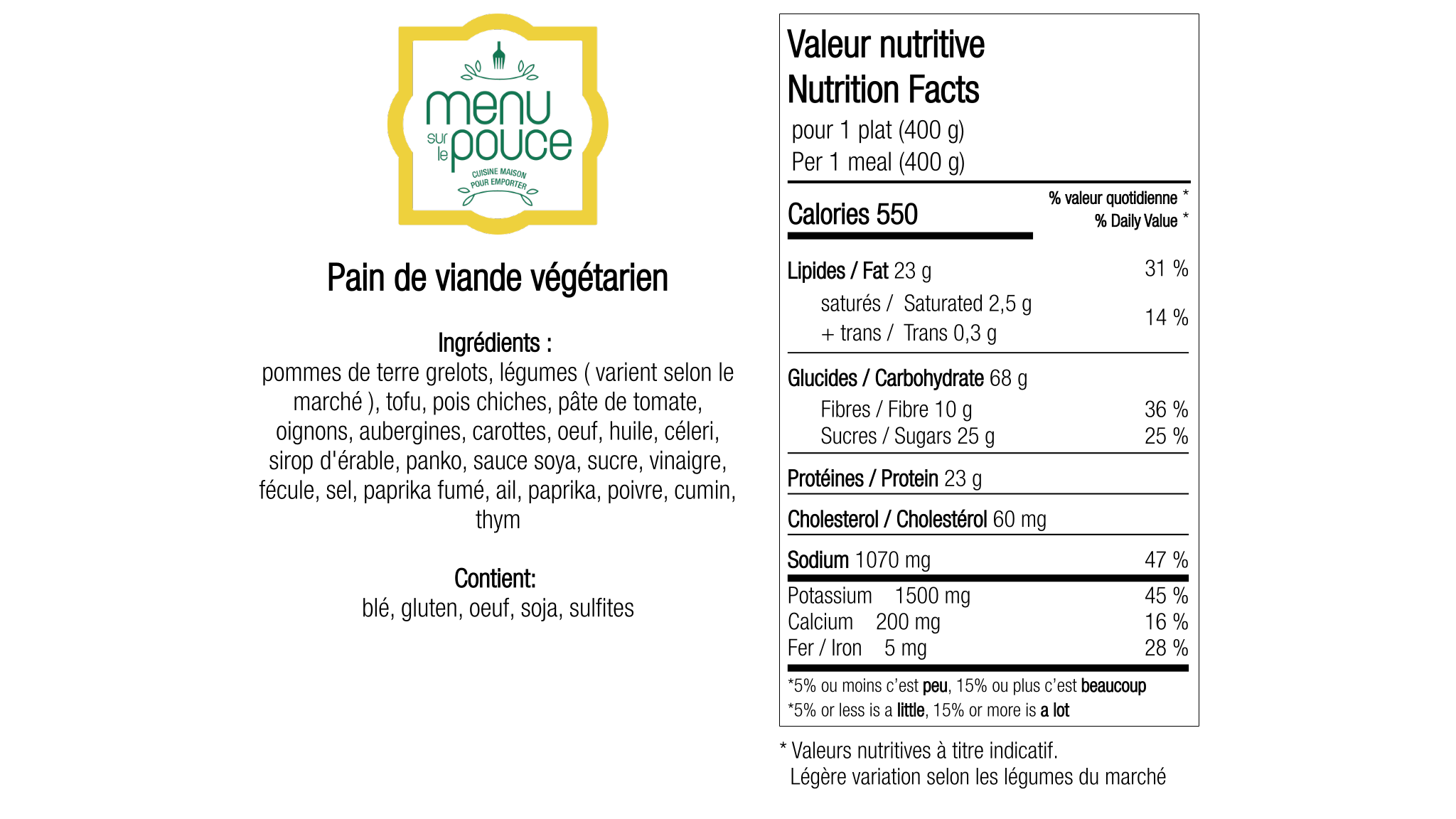 Pain de viande végétarien - 400g