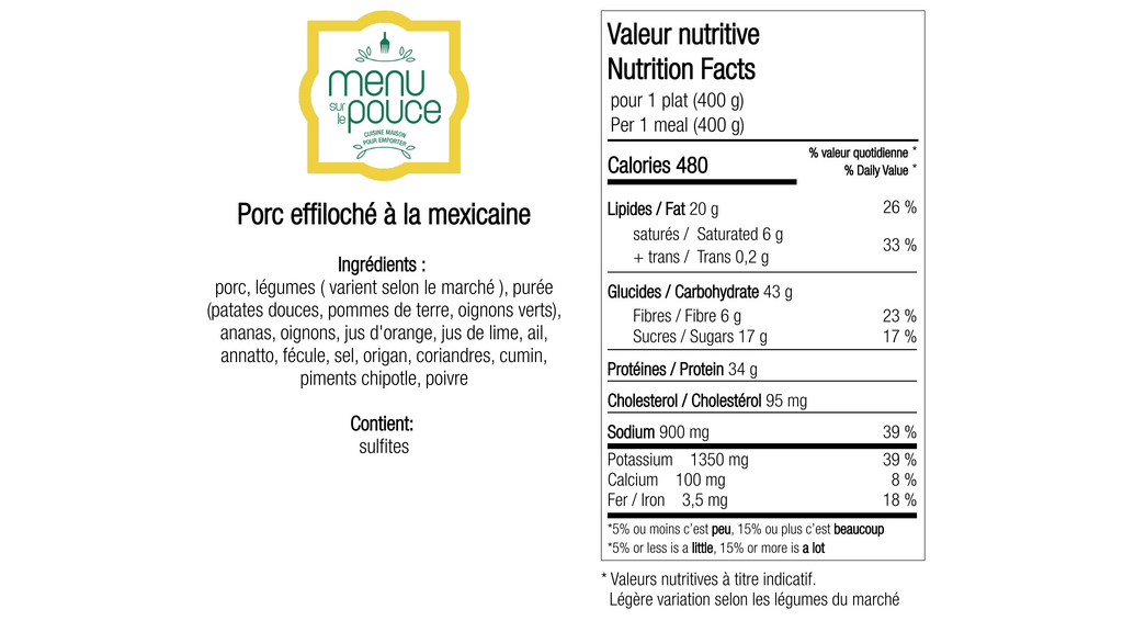 Porc effiloché à la mexicaine - 400g