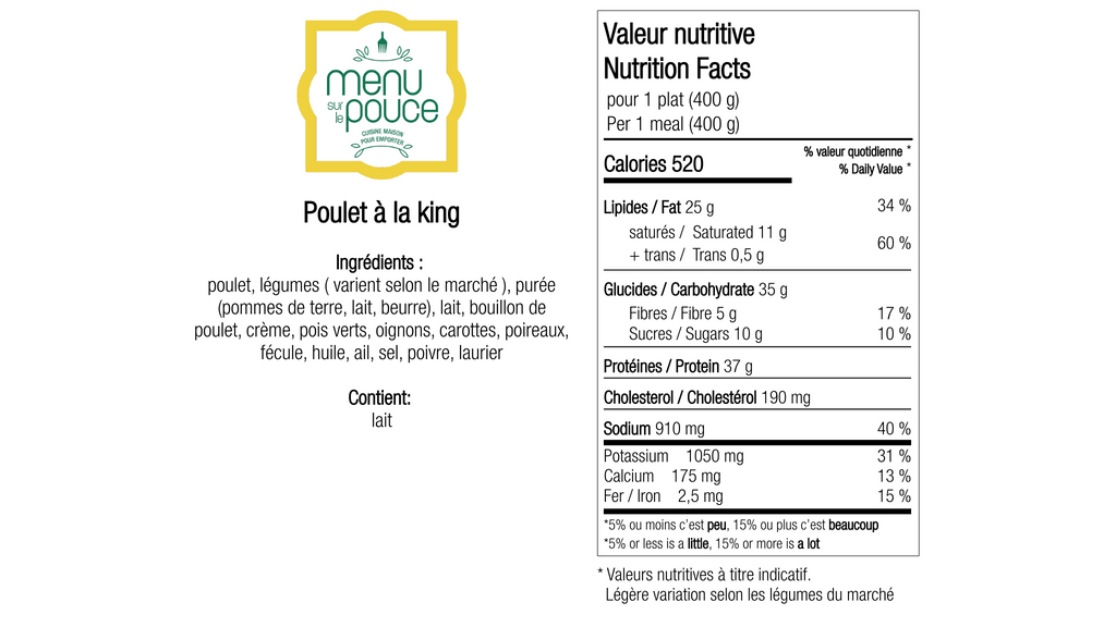 Poulet à la king - 400g