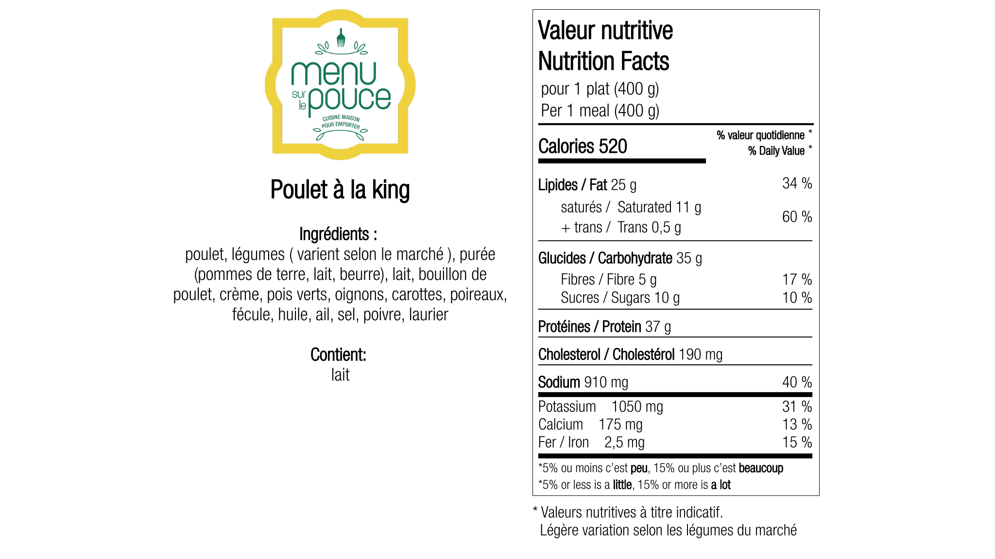 Poulet à la king - 400g