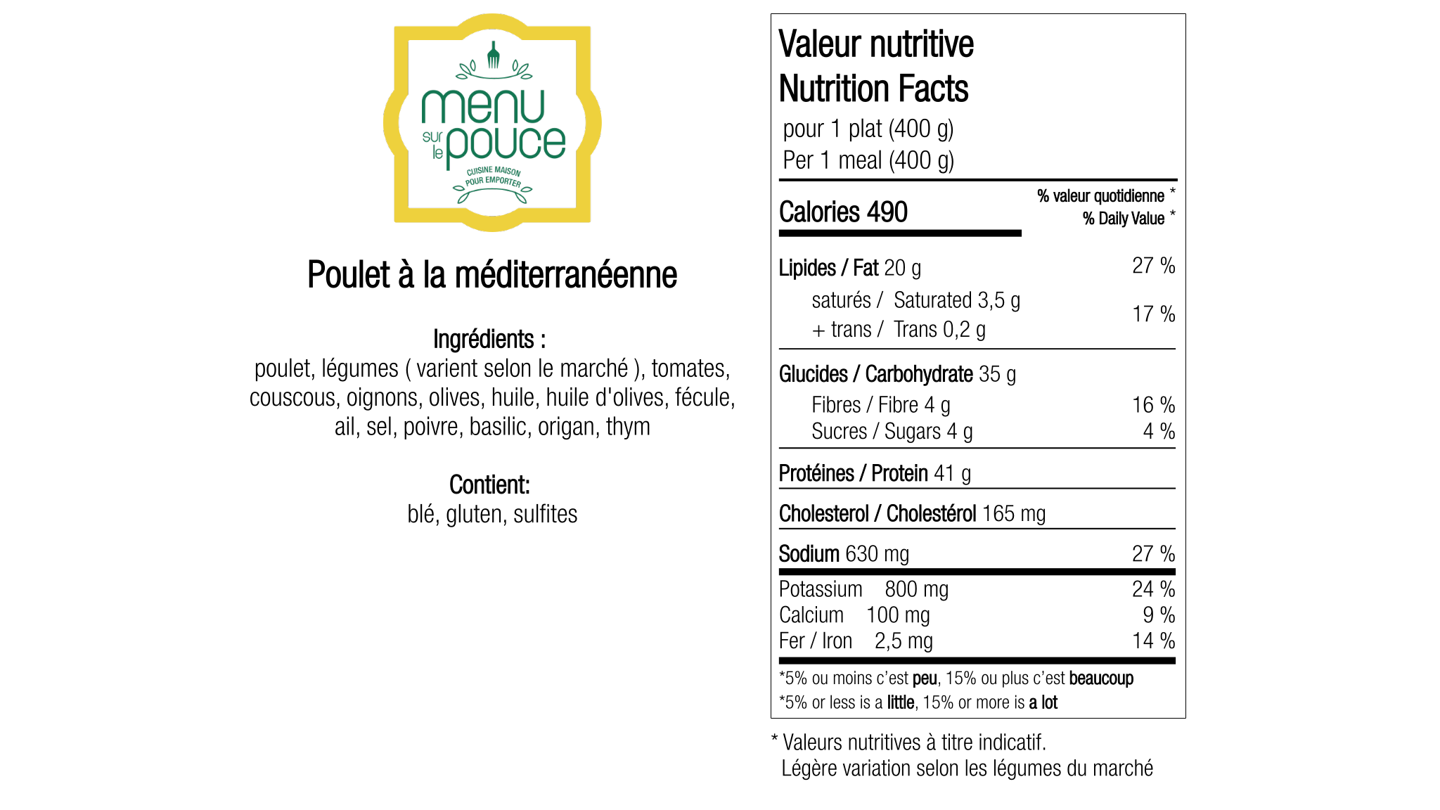 Poulet à la méditerranéenne - 400g