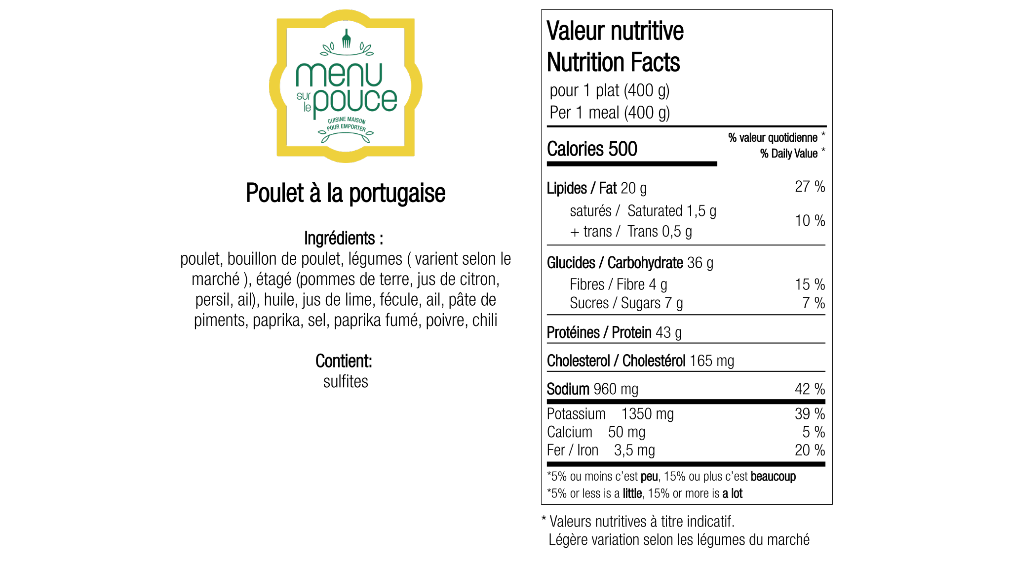 Poulet à la portugaise - 400g