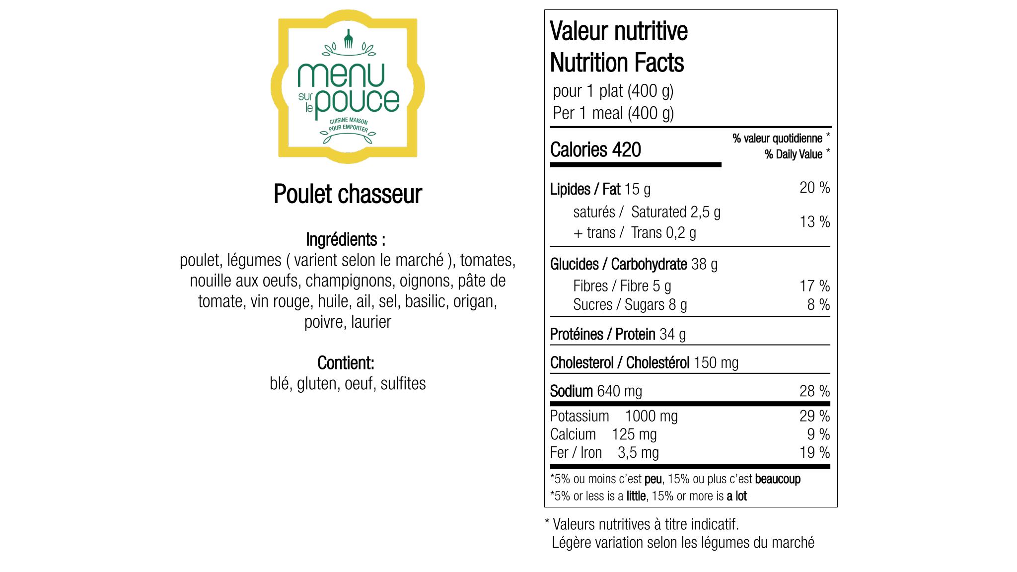 Poulet chasseur - 400g