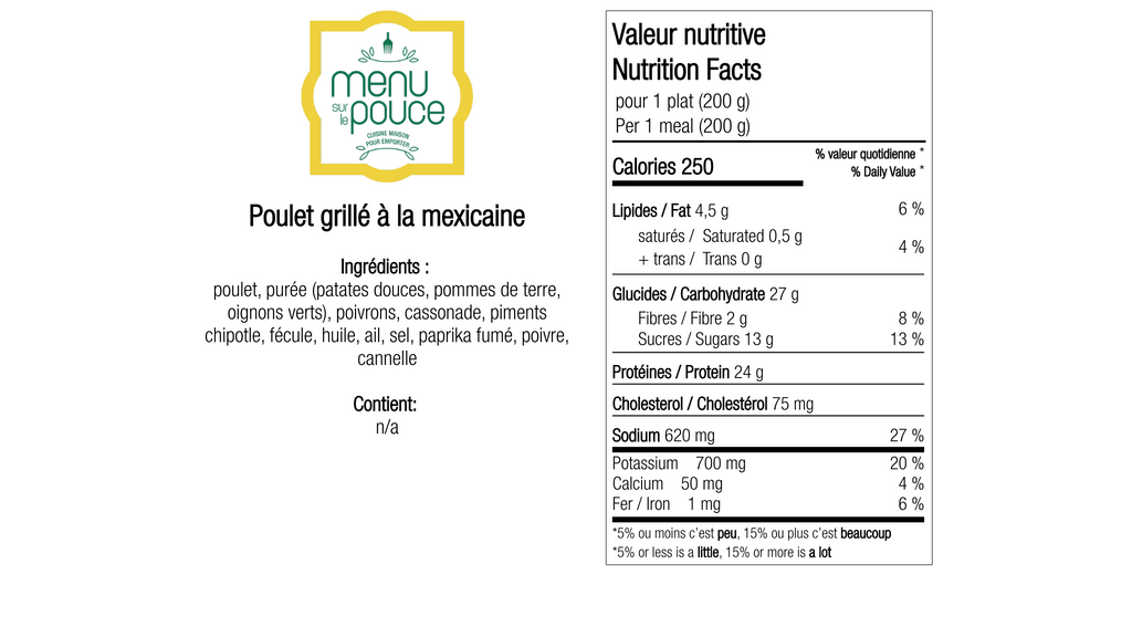 Poulet grillé à la mexicaine - 200g