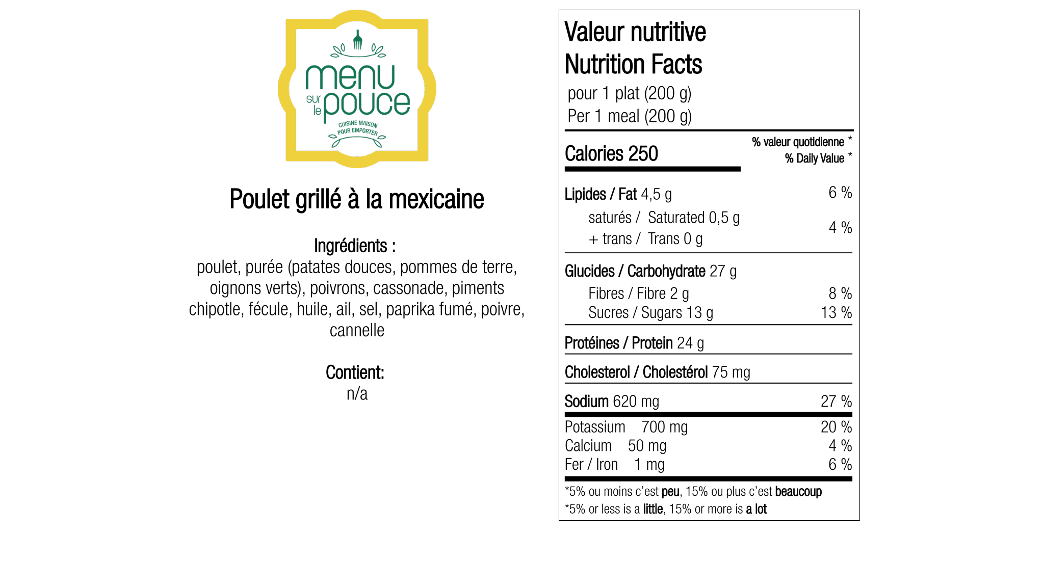 Poulet grillé à la mexicaine - 200g