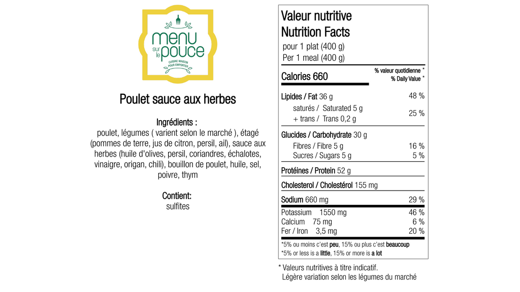Poulet sauce aux herbes - 400g