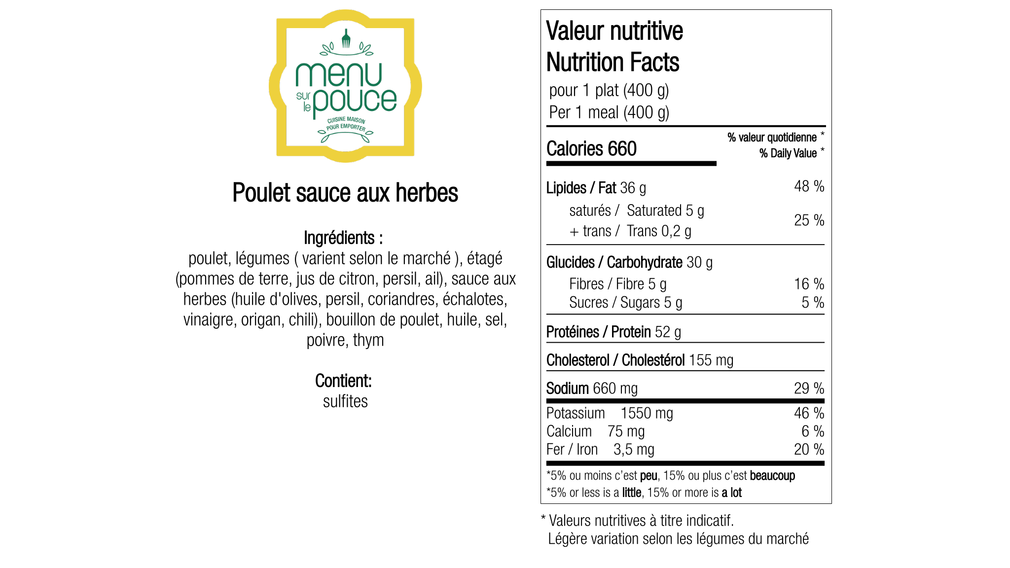 Poulet sauce aux herbes - 400g
