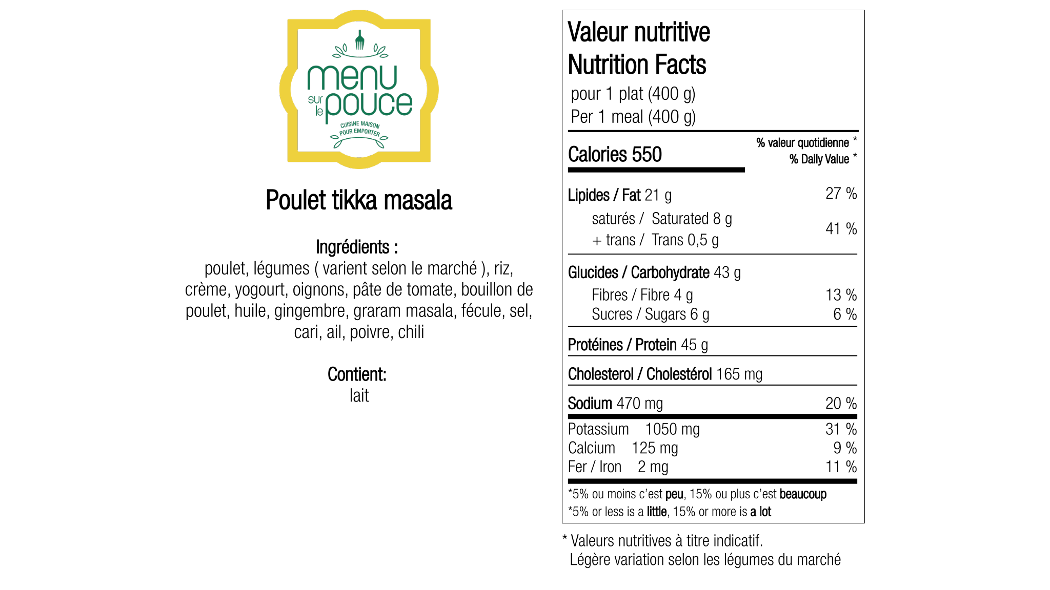 Poulet tikka masala - 400g