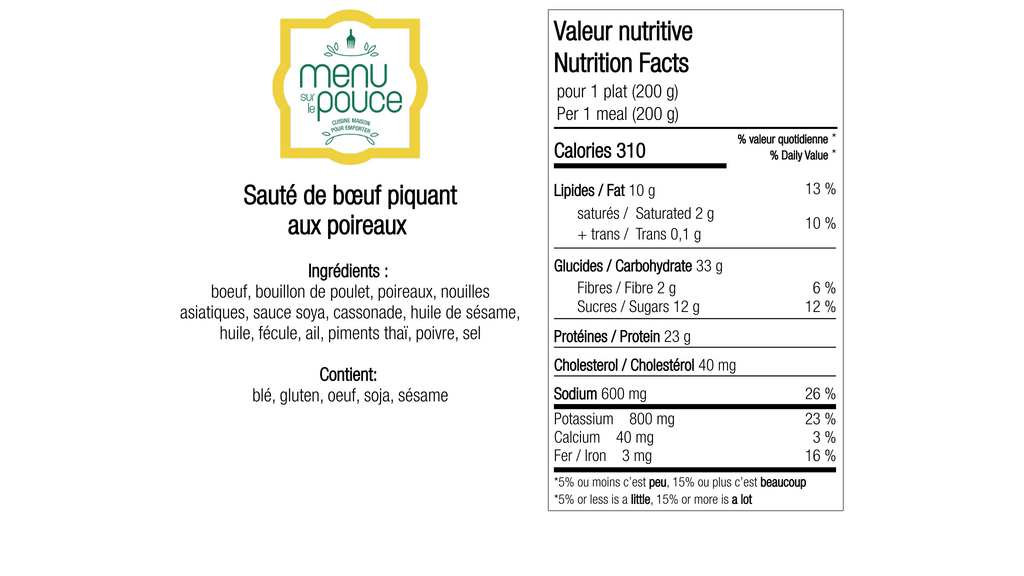 Sauté de bœuf piquant aux poireaux - 200g