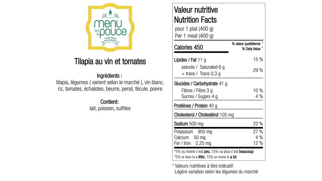 Tilapia with Wine and Tomatoes – 400g